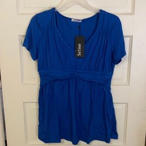 SoTeer Womens V Neck Empire Waist Short Sleeve T Shirt